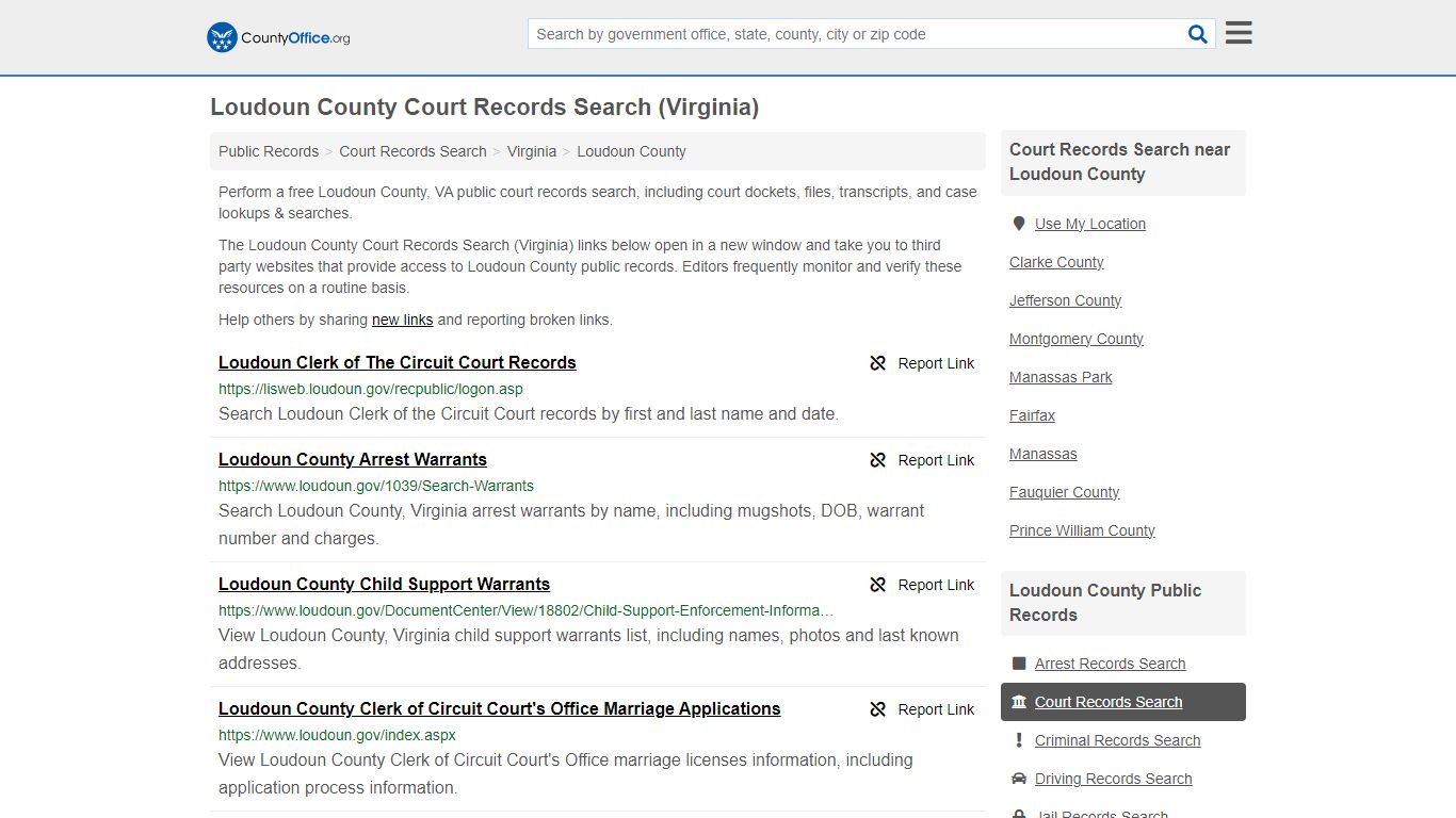 Loudoun County Court Records Search (Virginia) - County Office